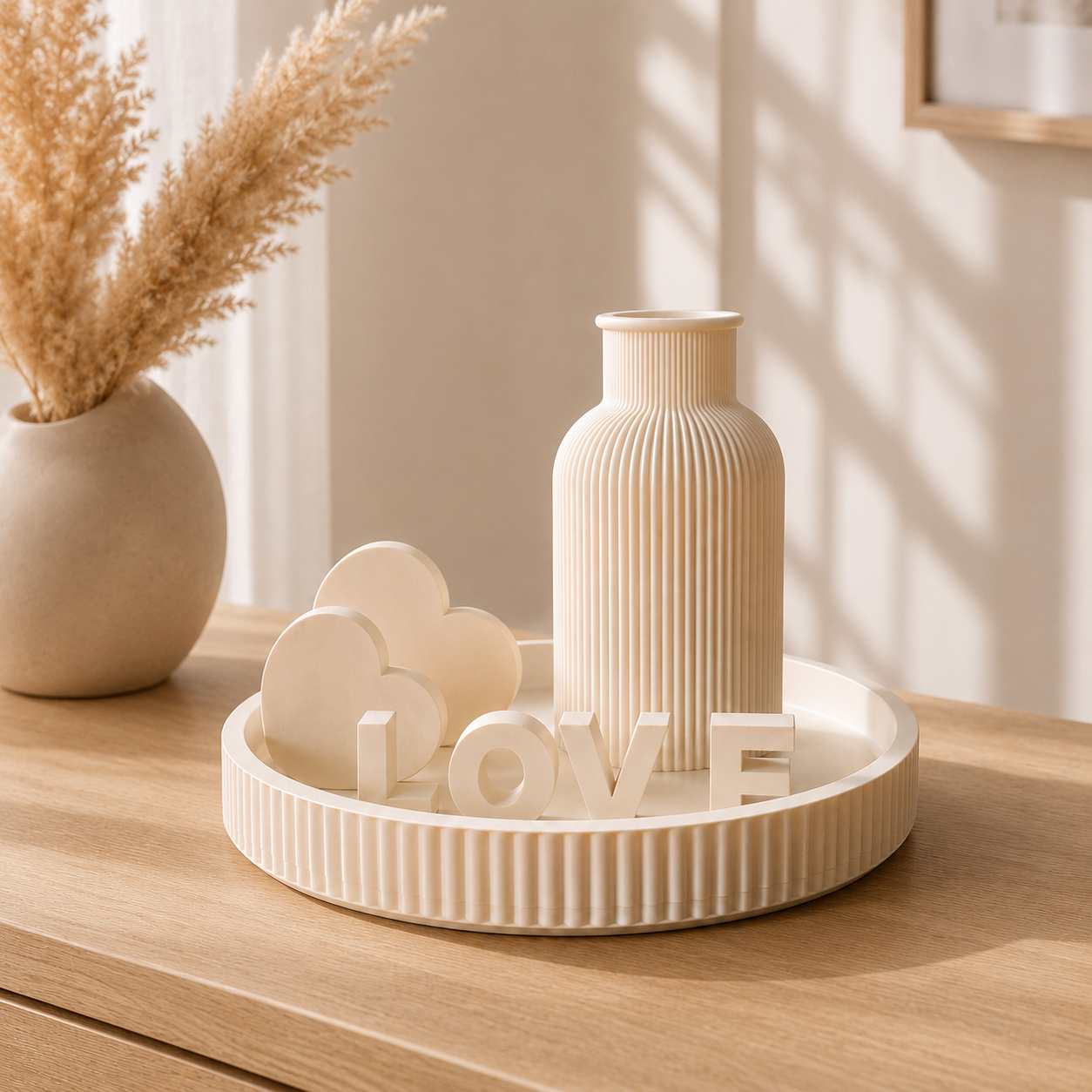 Decoplateau 'Amour' met vaasje en decoratie