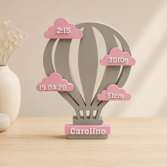 Geboorteballon met naam en geboortedetails